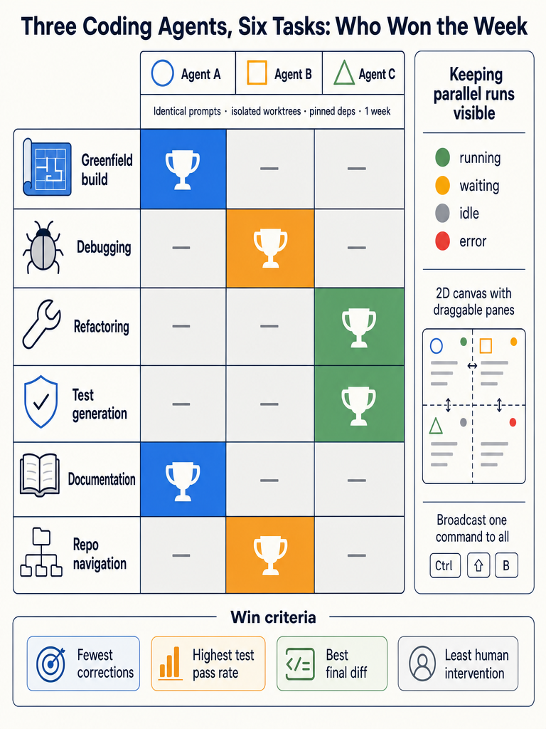 I Ran Claude, Codex, and Gemini Side by Side for a Week — Here's What Each One Won infographic