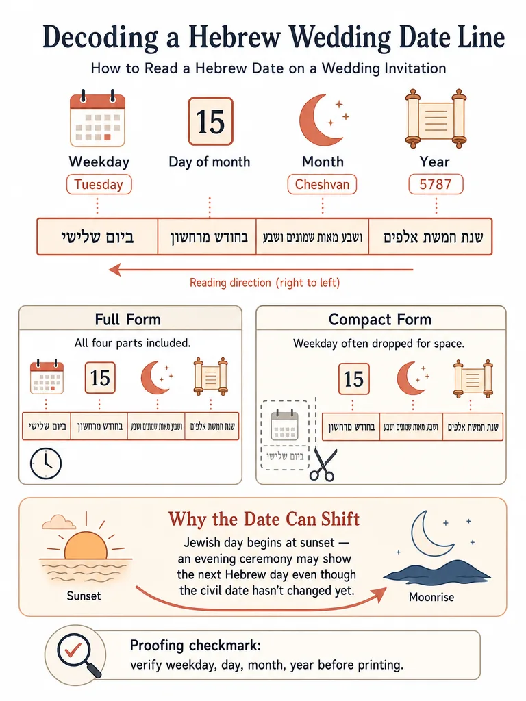 Diagram: How to Read a Hebrew Date on a Wedding Invitation