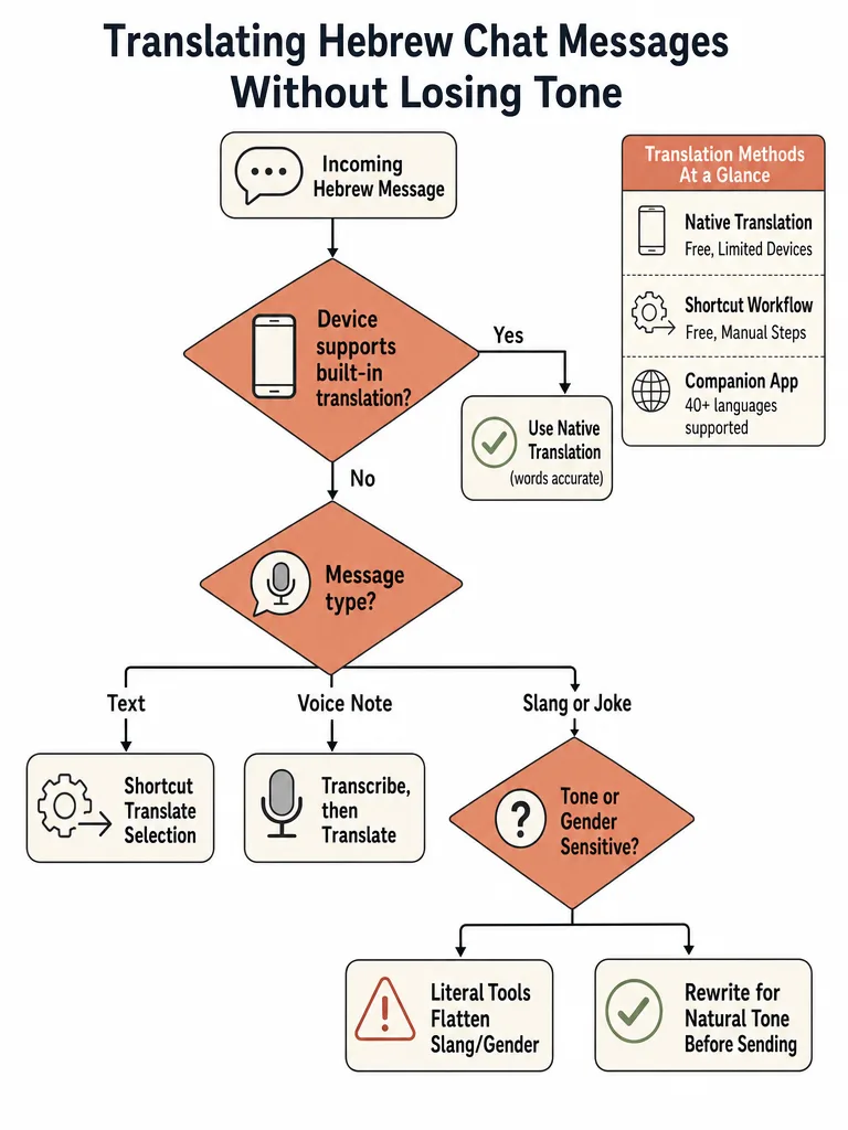 Diagram: Translate Hebrew WhatsApp Messages Without Losing Tone