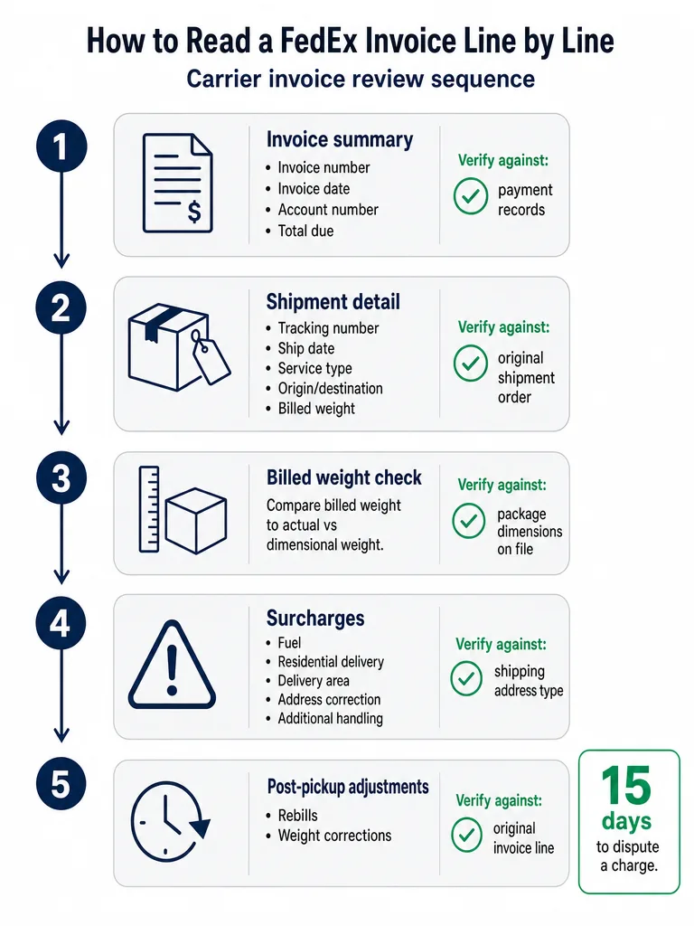 Diagram: How to Read a FedEx Invoice Line by Line