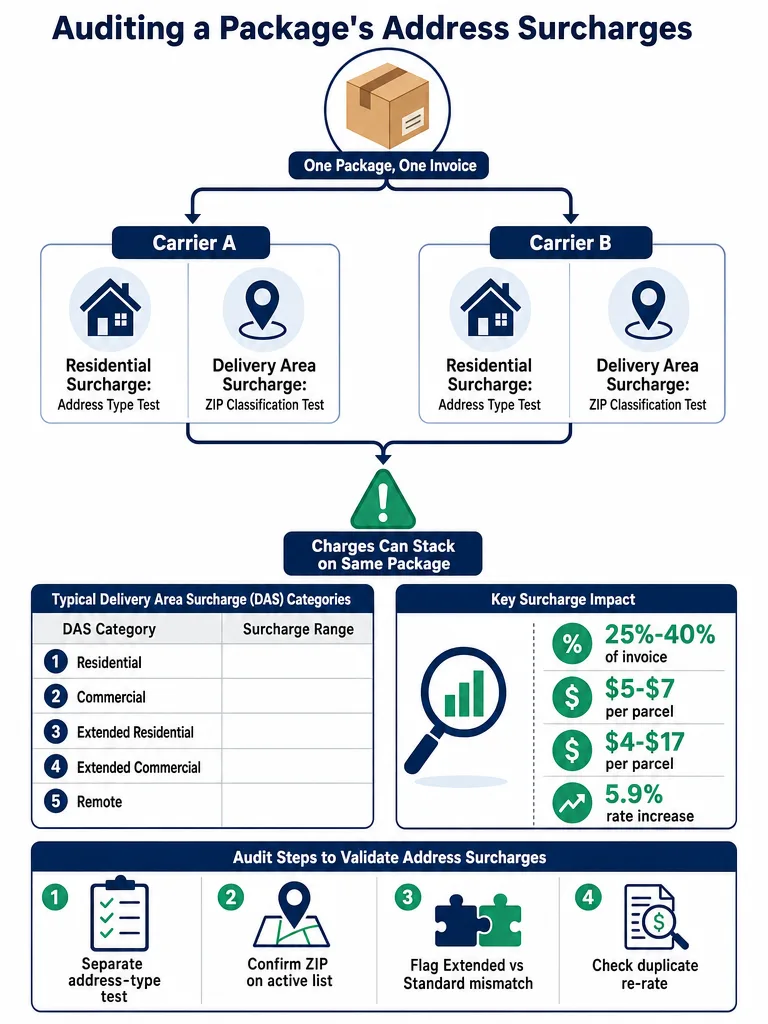 Diagram: Residential vs Commercial Surcharges: What to Audit