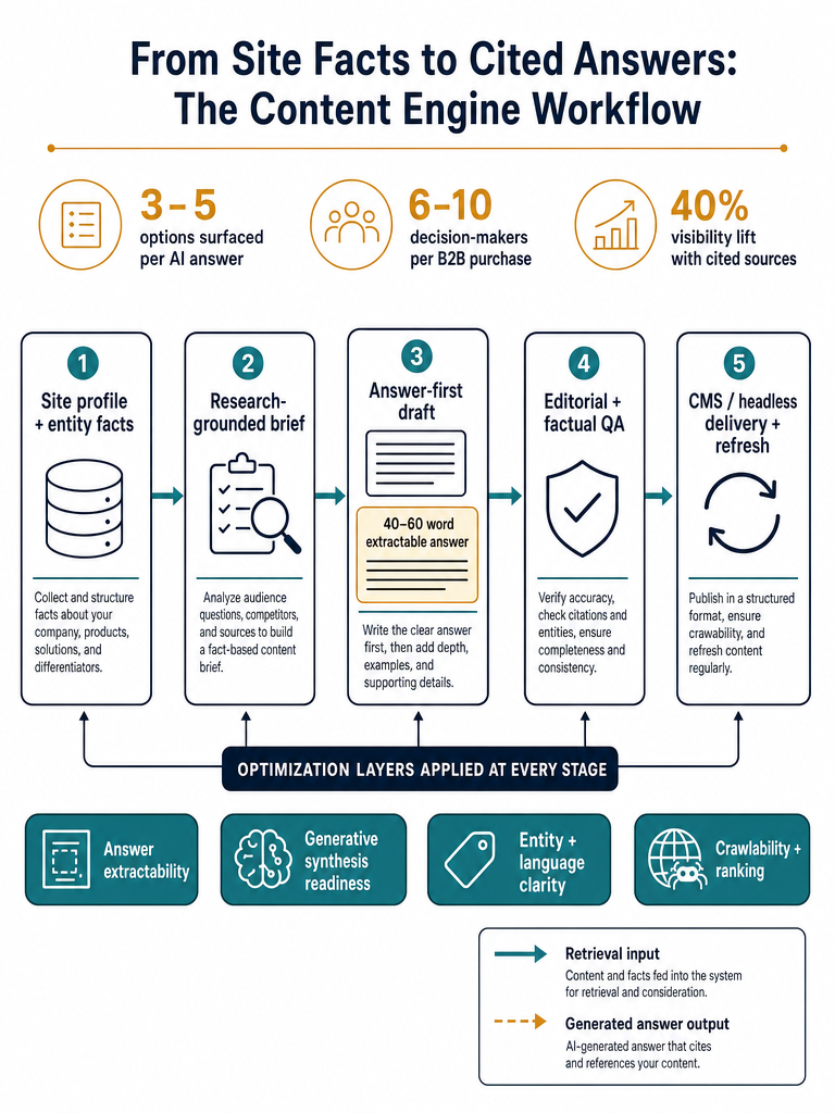 AI Search Content Engine: What B2B SaaS Teams Need infographic