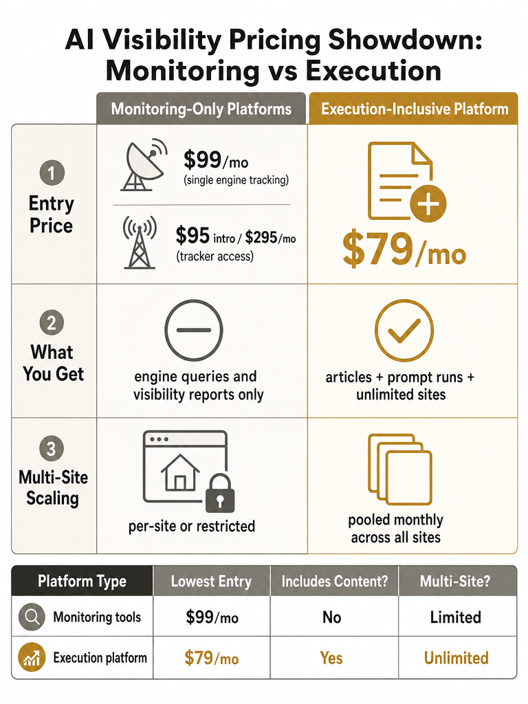 AI Visibility Pricing Showdown: Profound vs Athena vs Brandlight vs Bluefish vs Mentionwell infographic
