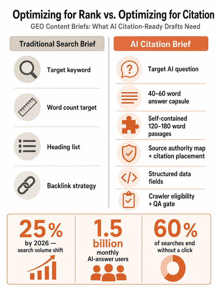 GEO Content Briefs: What AI Citation-Ready Drafts Need infographic