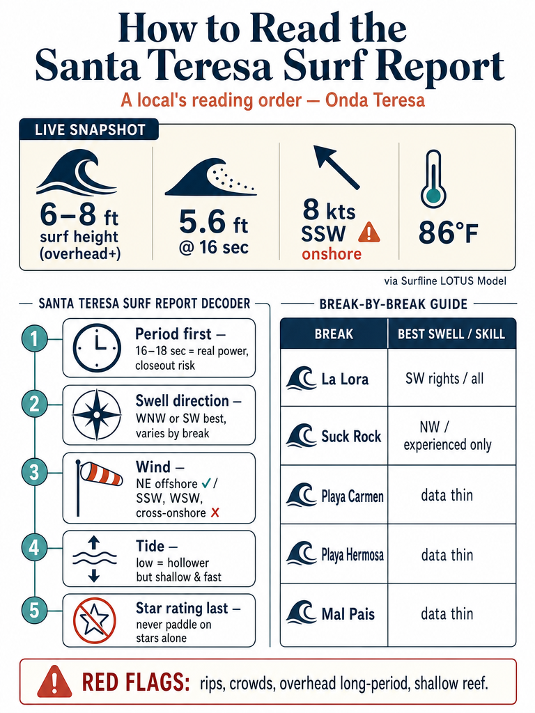 How to Read the Santa Teresa Surf Report Like a Local infographic