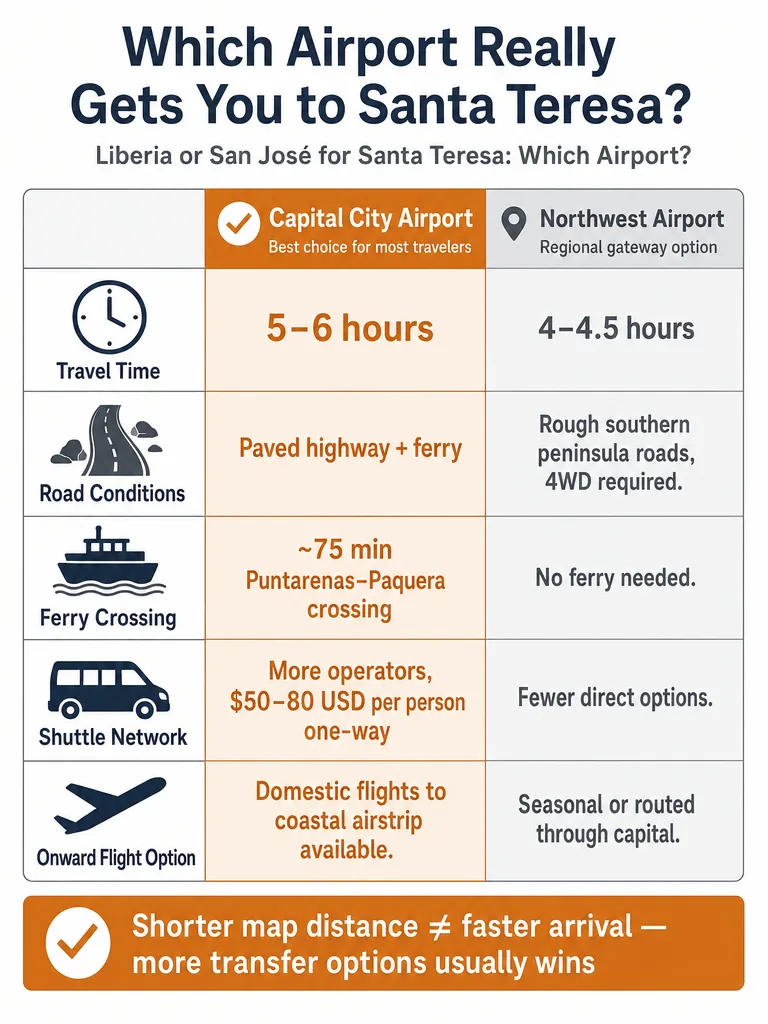 Liberia or San José for Santa Teresa: Which Airport? infographic