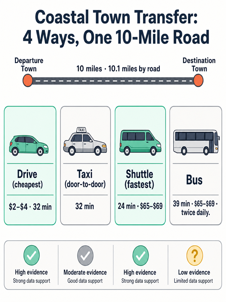 Santa Teresa to Montezuma: Taxi, ATV, Shuttle, or Car infographic