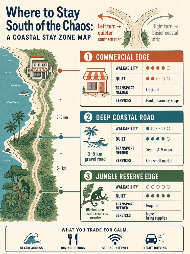 Where to Stay in Mal Pais If You Hate Santa Teresa Chaos infographic