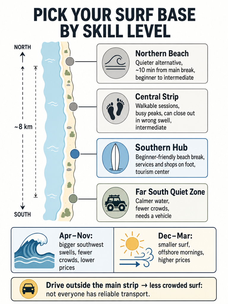 Where to Stay in Santa Teresa for Surf Access, Not Vibes infographic