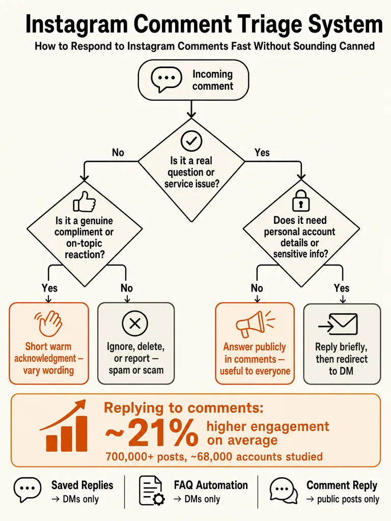 How to Respond to Instagram Comments Fast Without Sounding Canned infographic