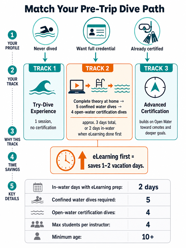 Best PADI Course Before a Riviera Maya Dive Trip infographic