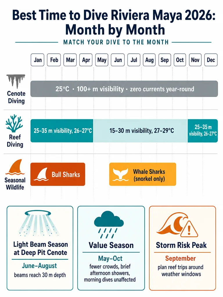 Best Time to Dive Riviera Maya 2026: Month by Month infographic