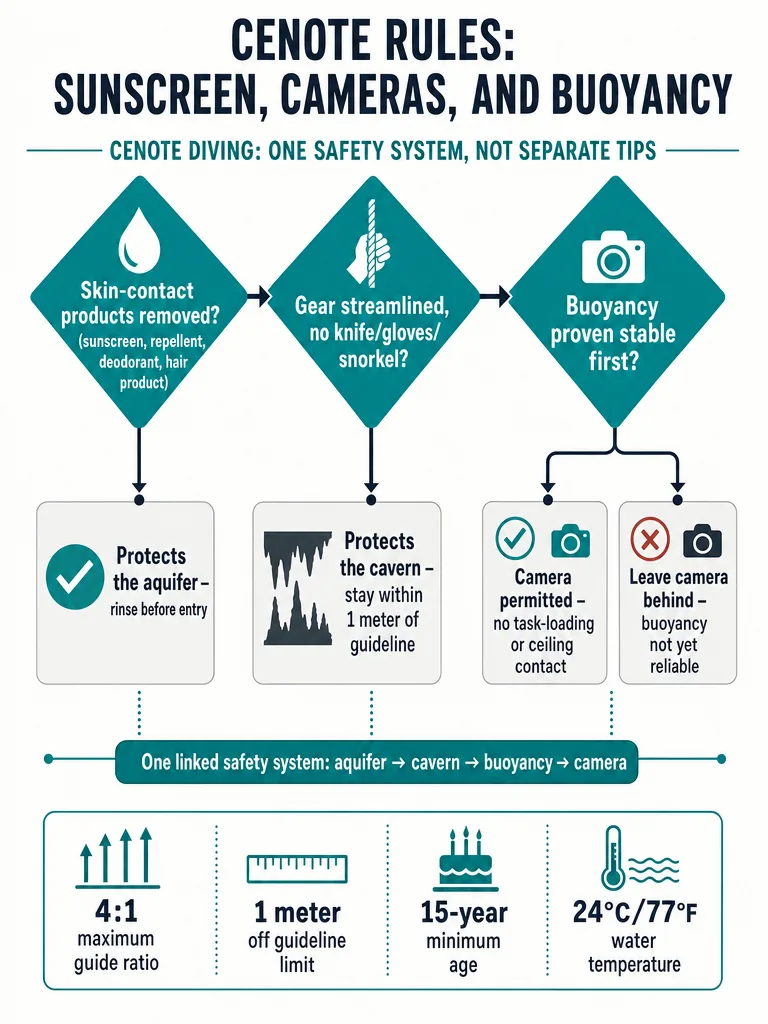 Diagram: Cenote Rules: Sunscreen, Cameras, and Buoyancy