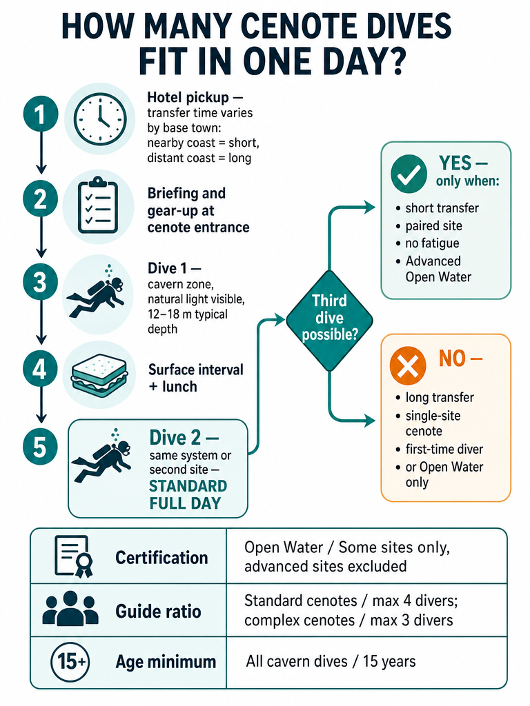 How Many Cenote Dives Can You Do in One Day? infographic