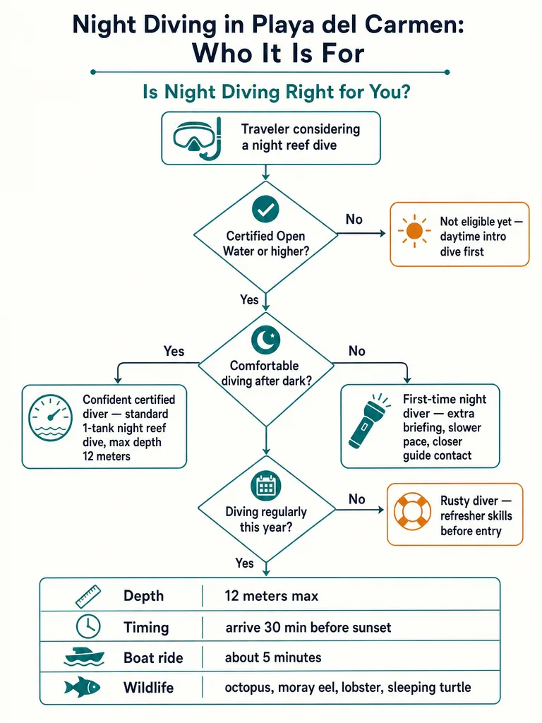 Diagram: Night Diving in Playa del Carmen: Who It Is For