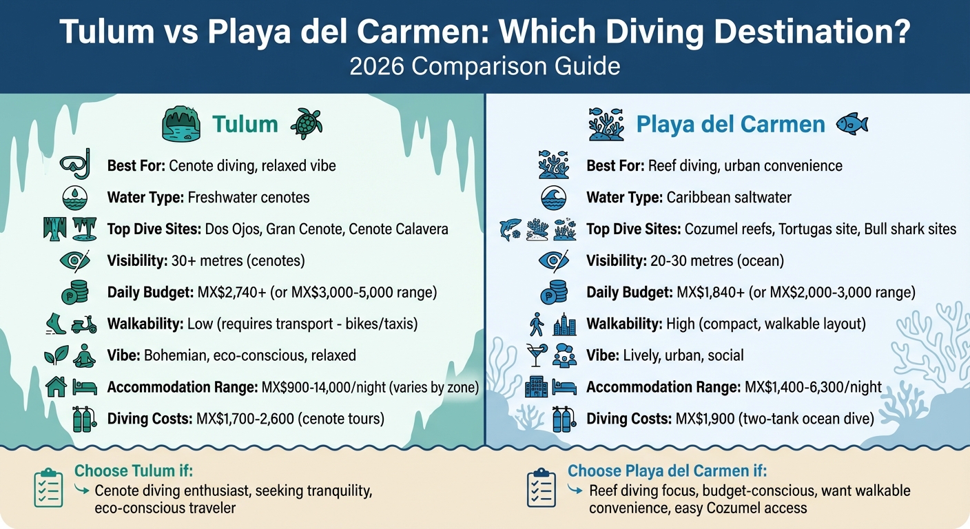 Tulum vs Playa del Carmen Diving Comparison 2026