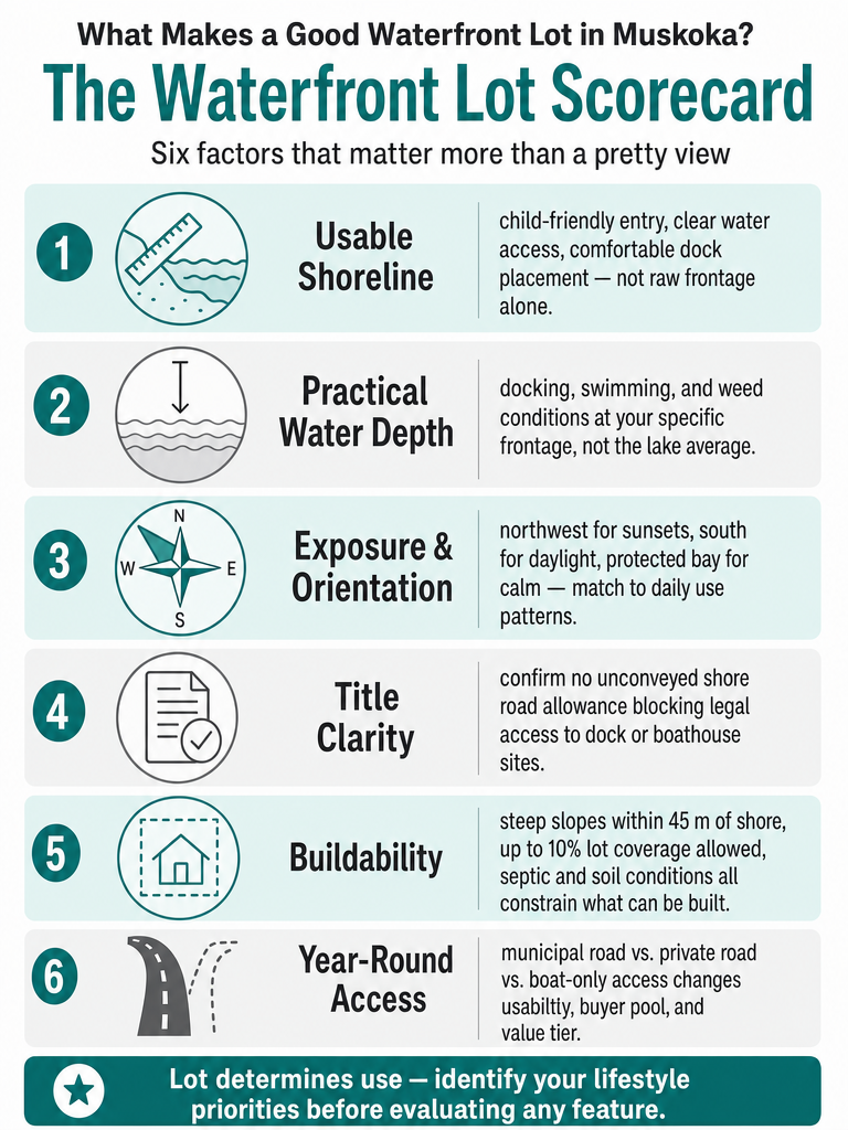 What Makes a Good Waterfront Lot in Muskoka? infographic