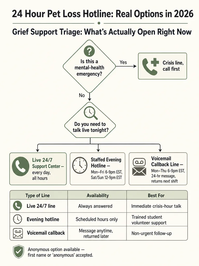 24 Hour Pet Loss Hotline: Real Options in 2026 infographic