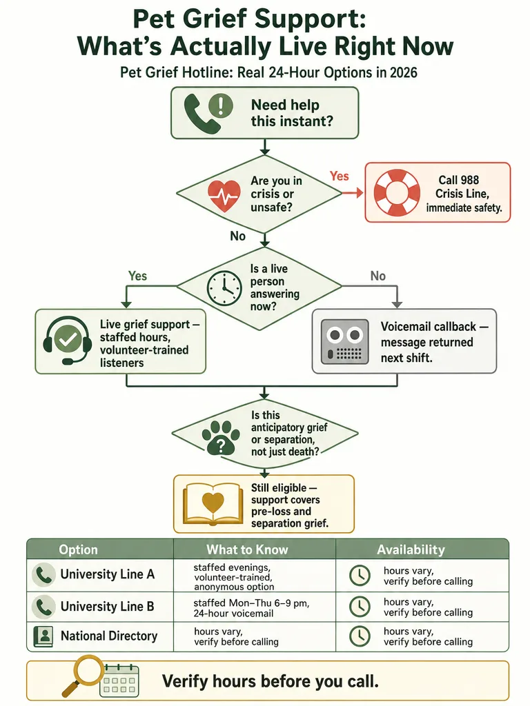 Pet Grief Hotline: Real 24-Hour Options in 2026 infographic