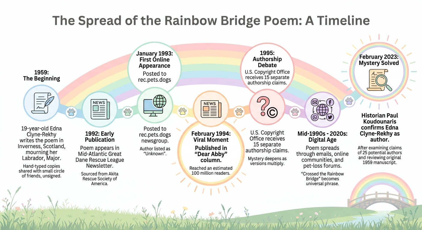 Rainbow Bridge Poem Timeline: From 1959 to Global Phenomenon