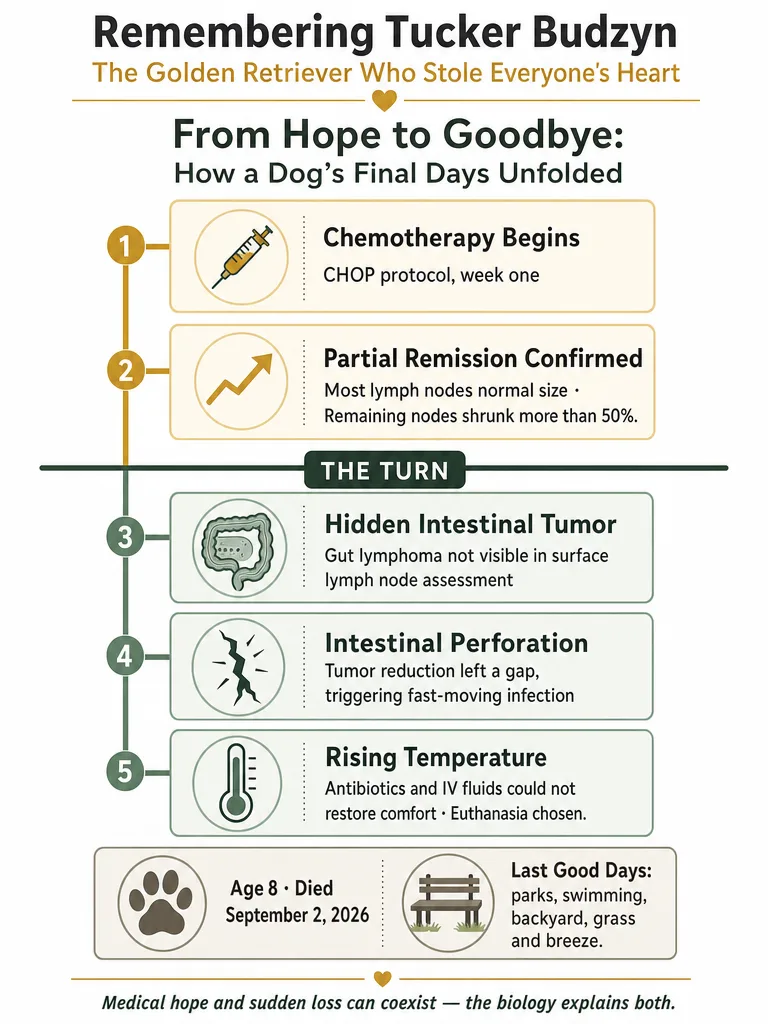 Remembering Tucker Budzyn - The Golden Retriever Who Stole Everyone's Heart infographic