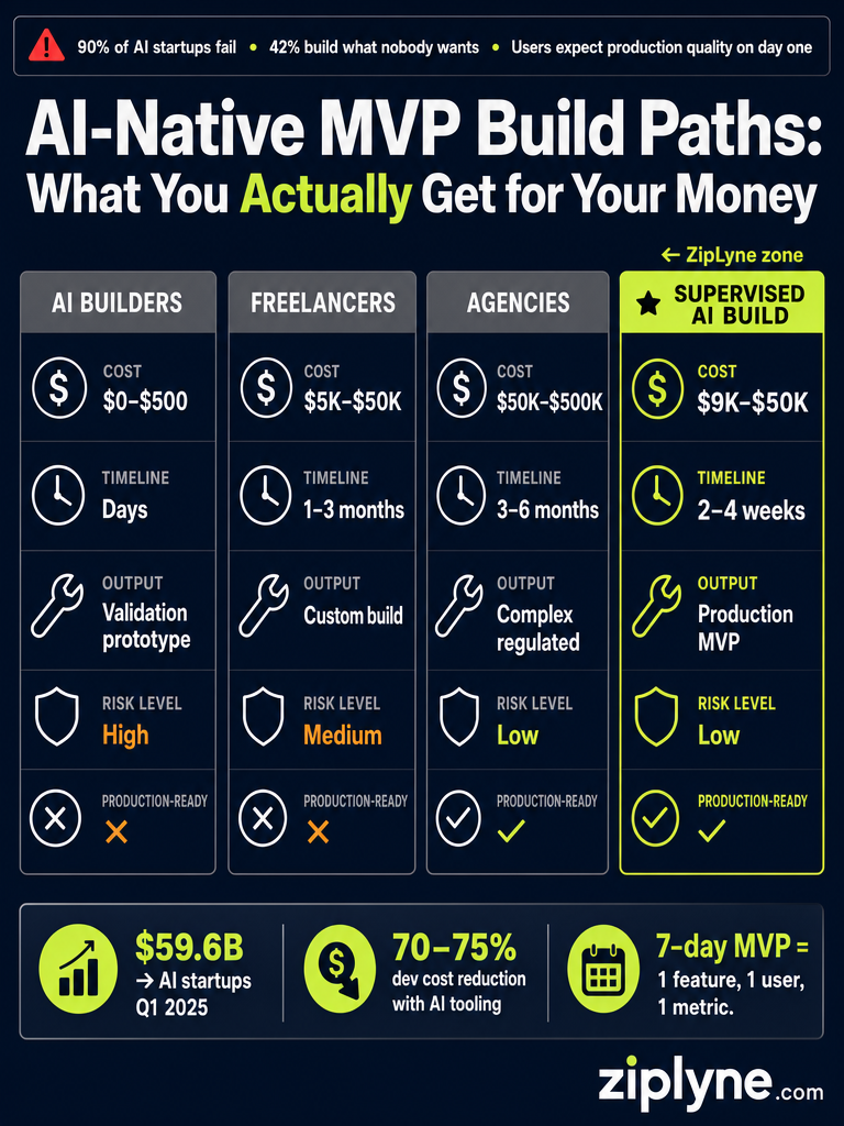 AI-Native MVP Development: What Founders Actually Need infographic