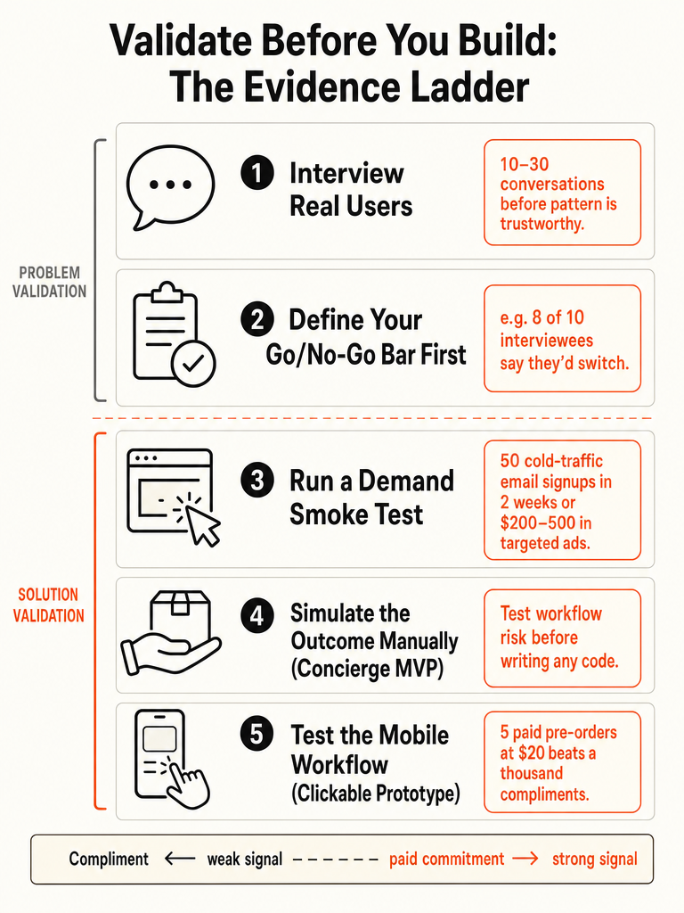 How Founders Validate a Mobile App MVP Before Building infographic