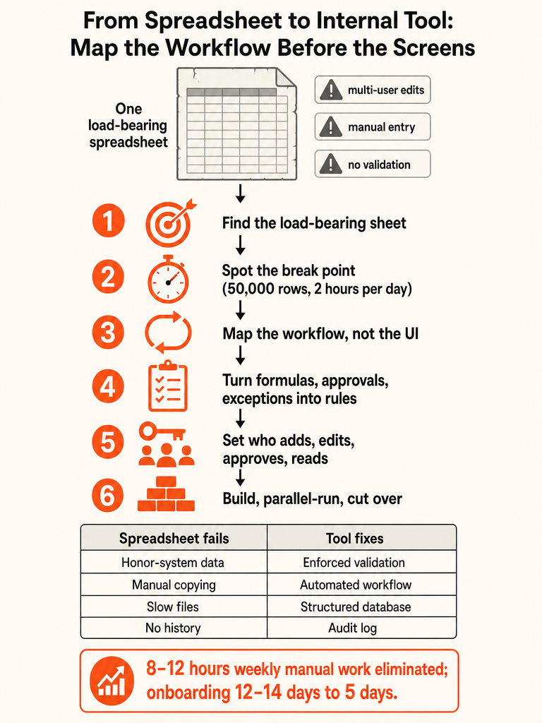 How to Build an Internal Tool That Replaces Spreadsheet Ops infographic