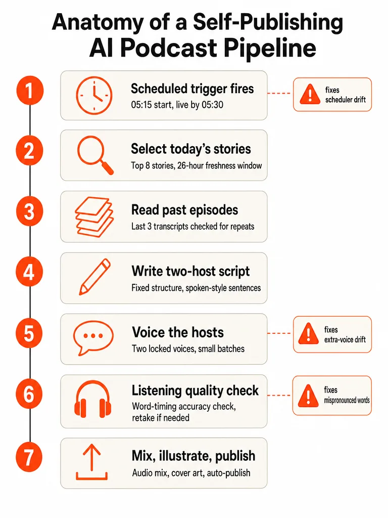 Diagram: How We Built an AI Podcast That Writes, Voices and Publishes Itself Every Morning